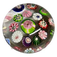 Lot - Antique French Clichy Scattered Millefiori Paperweight