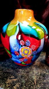 FAB RARE 10 lb HAND MADE Glass Vase MILLEFIORI Murano ITALY FABULOUS COLORS! | eBay