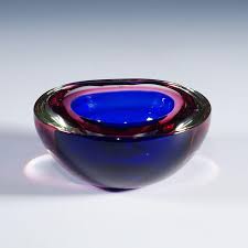 Archimede Seguso Geode Bowl in Pink and Blue, Murano Italy ...