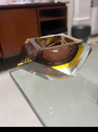 Vintage Sommerso Murano Bowl/Paperweight in Purple and Yellow Glass, Flavio Poli For Sale at 1stDibs