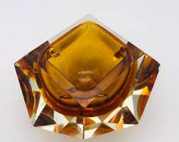 1960s Murano Sommerso Amber Faceted Glass Bowl by Flavio Poli - Etsy