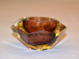 Signed Multi Faceted Murano Glass Ashtray Attributed to Flavio Poli, Italy For Sale at 1stDibs | flavio poli ashtray, murano ashtray vintage, mid century glass ashtray