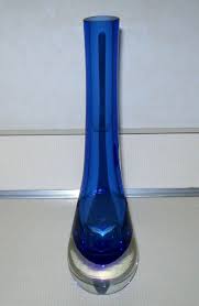 Vtg Pilgrim Handmade Cased Cobalt Blue Clear Glass Sommerso Style Bud Vase USA | eBay