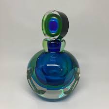 Murano Sommerso Style Glass Op Art Perfume Bottle | Chairish