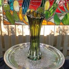 Antique Westmoreland Carnival Glass "corinth" Green Orange Vase 8.75" Tall - Etsy