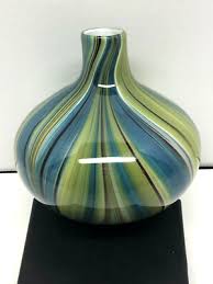 Studio Glass Vase Blue Green Swirl 6" | eBay
