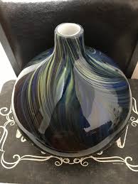 Large Round Murano Like Glass Vase Handblown Blue Green Multicolored Swirl Collectible Decor (9 1/2 Inches H' X 9 1/2 Inches W') - Etsy