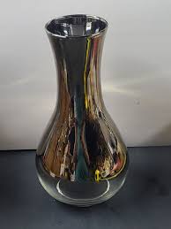 LIBBEY SILVER GLASS VASE 9.50" 2 TONE FADE MIRROR ...