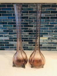 Vintage Handblown Purple Art Glass Pencil Neck Vases, tall ...