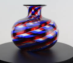 Murano Glass Vase Clear With Red Blue Twist Bottle Shaped-interior Design Collectible Home Decor - Etsy