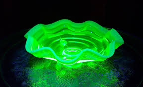 Vintage Fenton Ruffle Uranium Glass Footed Bowl: Canary ...