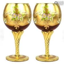 Set of 2 Trefuochi Glasses Amber - You&Me - Original Murano Glass