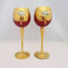 Murano Red and Gold Vine Glasses, Murano Red and Gold Glasses for Wine - Etsy