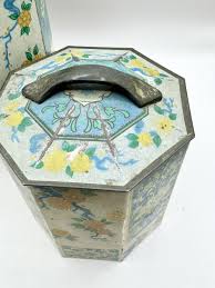 Set Of 5x5” Antique Floral Tin Biscuit Containers - Made In ...