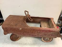 Vintage Silver Pursuit Metal Airplane Pedal Car