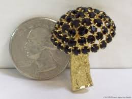 RARE Vintage Castlecliff Black Rhinestones Mushroom Brooch ...