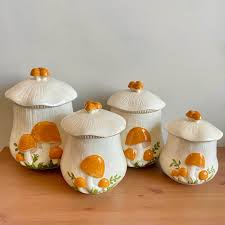 Buy Vintage Arnels Mushroom Canisters - Set of 4 - Yellow Mushrooms - Rare Mushroom Collectable - Hand Painted Online in India - Etsy