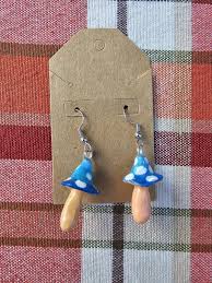 Fun Dangling Mushroom Earrings, Hand Made, Cute Earrings ...