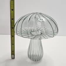 Nordic Mushroom Glass Vase Transparent Sage Green 6" Tall | eBay