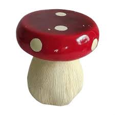 Red Plastic Garden Stool, Mushroom Stool Statue, Outdoor ...