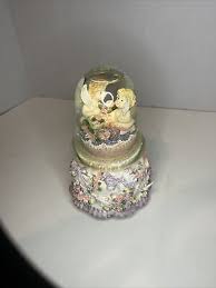 musical snow globe Plays “our Love”. With Angels And Flowers And BowWorks Good | eBay