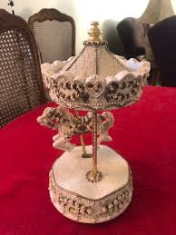 Music Box Carousel Canopy Animated Horse Floral Ivory Gold Tune Chariots of Fire - Etsy