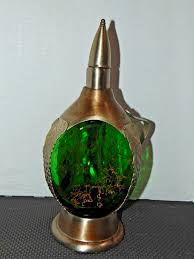 Vintage UNIQUE Ornate Green Glass Musical Decanter Silver ...