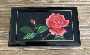 San Francisco Music Box Co Black Lacquer Rose Motif Jewelry/Music Box “Memories” | eBay