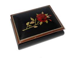 Red Rose on Glossy Black Musical Box (1.18)