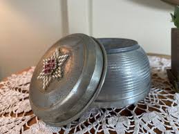 Vintage, Silver Metal, Wind Up, Swiss, Musical, Powder Puff ...