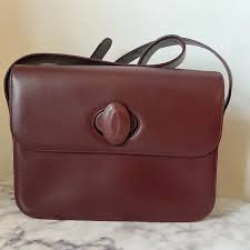 Cartier | Bags | Cartier Wine Leather Shoulder Crossbody Bag ...