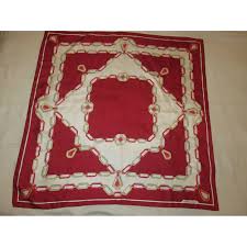 Cartier Silk Scarf: Red & Cream Chain Link