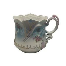 Vintage Mustache Cup Floral Flowers Man Portriat Porcelain Blue Pink Drinkware | eBay