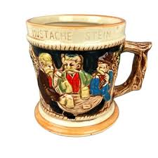 Vintage Mustache Mug Stein Beer Tankard Decorated, Tavern ...
