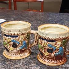 Other | 2 Vintage Mustache Stein Ceramic Mugs Made In Japan ...