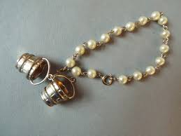 Vintage Faux Pearl Chain Link Charm Bracelet With 2 Silver Buckets 6" Small Wrist - Etsy