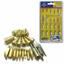 22PC WOOD BURNING SOLDERING PYROGRAPHY KIT BRASS TOOLS TIPS ...