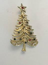 2 Vtg Pins 1 Tancer II Christmas Tree Pin Brooch gold tone ...