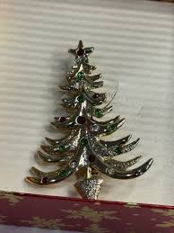 Vintage Tanger II Gold tone Christmas Tree w/Rhinestones ...