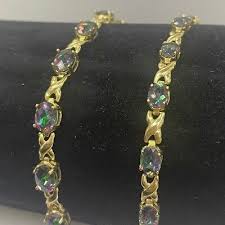 Mystic Fire Topaz Oval Checkerboard Gemstone 14kt Yellow Gold Bracelet 7.50 Inch | eBay