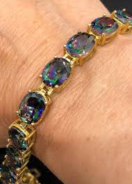 Vintage Seta Blue Purple Green Oval Cut CZ Wide Tennis Style Line Bracelet 7.5 Inches Long - Etsy