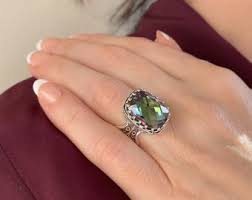 Rainbow Quartz Gemstone Silver Ring, Boho Statement Ring 925 ...