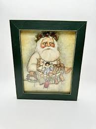Vintage Christmas Framed Picture Santa With Toys K. Jennings ...
