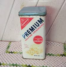 Vintage Cracker Tin, Nabisco Premium Saltine Crackers Metal Box, Light Blue Red , Rustic Distressed Faded, Mid Century 1960s - Etsy