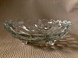 Fostoria American Footed Glass Bowl: Mid Century Prismed ...