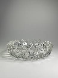 Vintage KIG Indonesia Diamond Pressed Glass Clear Round ...