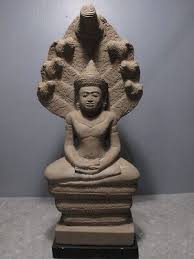 Khmer Sculpture Sandstone Naga Protected Buddha Figure ...