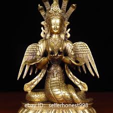 Tibet Buddist five snakes Nagarjuna Bodhisattva Copper Brass Kwan-yin Statue | eBay
