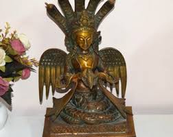 Five Headed Snake Crown Lady Pure Vintage Sculpture | Serpent God Manasa Devi Statue 12.5'' in Height | Heavy Brass Metal 5.67 KG Approx. - Etsy