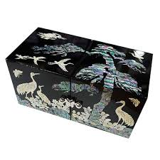 Mother of Pearl Wood Black Jewelry Box Treasure Keepsake ...